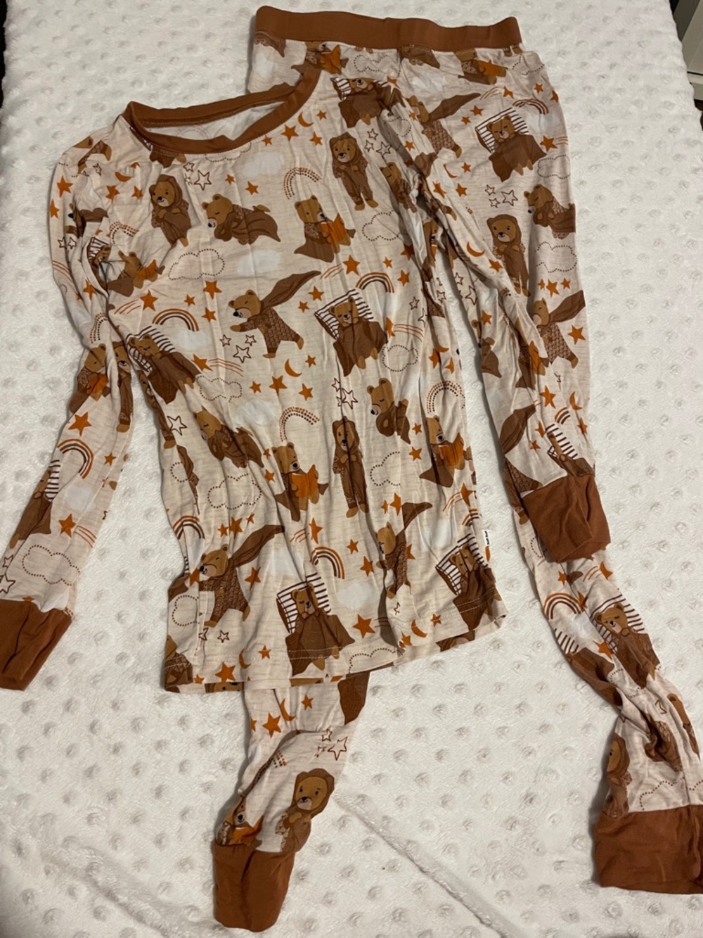 Little Sleepies Brown and Cream Bear Print Pajama Set